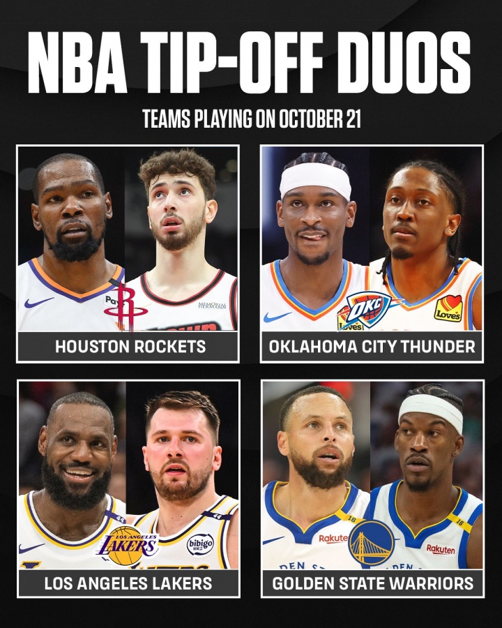 王牌对王牌！NBC：火箭、湖人、勇士、雷霆谁的双人组影响最大？